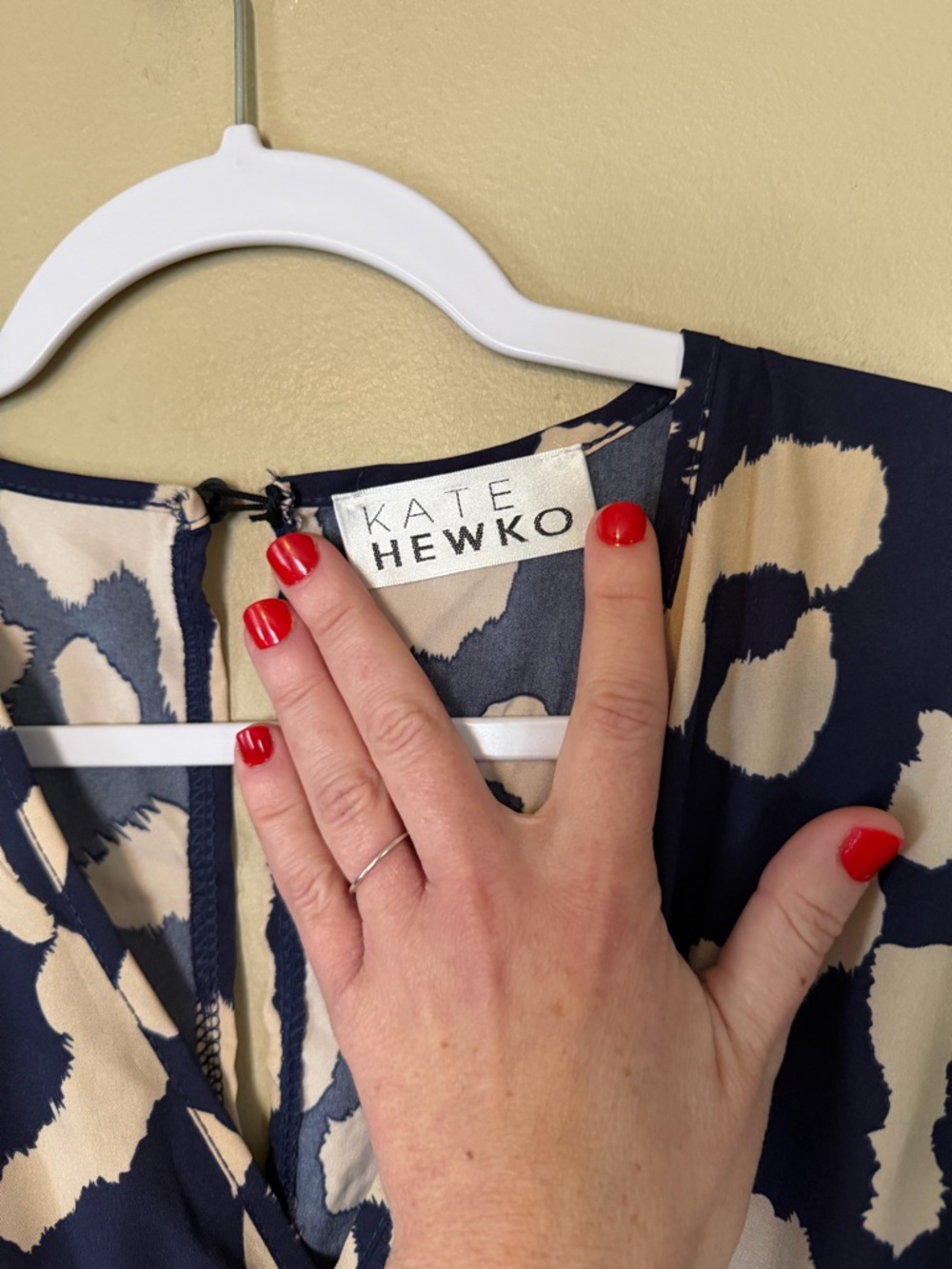 Kate Hewko Navy & Cream Printed Wide-Leg Jumpsuit - Picture 4 of 8